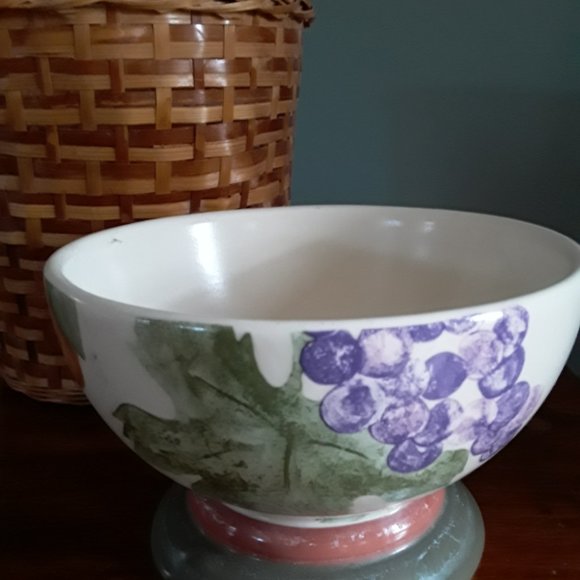 Infinia Stoneware Pedestal Fruit Bowl with Fruit Motif - Picture 4 of 6